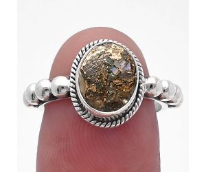 Copper Abalone Shell Ring size-6 SDR224890 R-1252, 8x10 mm