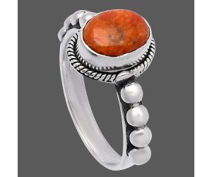 Red Sponge Coral Ring size-8 SDR224891 R-1252, 7x9 mm