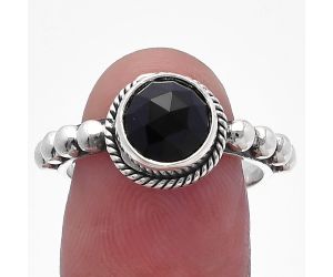 Faceted Black Onyx Ring size-8 SDR224906 R-1252, 8x8 mm