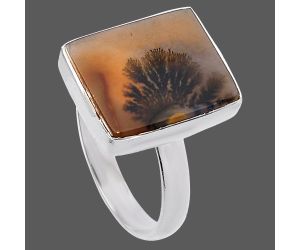 Scenic Dendritic Agate Ring size-8 SDR224930 R-1001, 12x15 mm