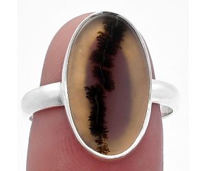 Scenic Dendritic Agate Ring size-8 SDR224942 R-1001, 10x18 mm