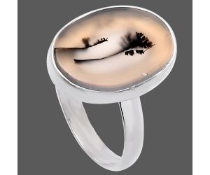Scenic Dendritic Agate Ring size-8 SDR224945 R-1001, 12x18 mm