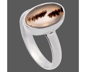 Scenic Dendritic Agate Ring size-7 SDR224965 R-1001, 8x12 mm