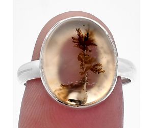 Scenic Dendritic Agate Ring size-8 SDR224972 R-1001, 12x14 mm