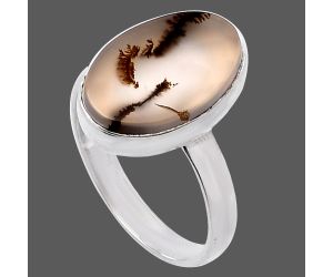 Scenic Dendritic Agate Ring size-7.5 SDR224973 R-1001, 10x15 mm