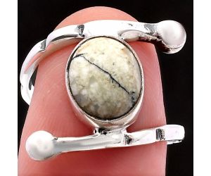 Authentic White Buffalo Turquoise Nevada Ring size-8 SDR225096 R-1546, 8x10 mm