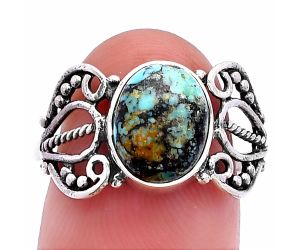 Lucky Charm Tibetan Turquoise Ring size-9 SDR225162 R-1309, 8x10 mm