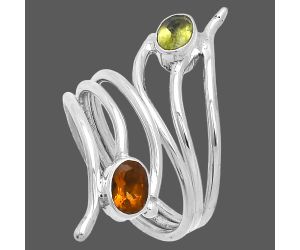 Adjustable - Peridot and Citrine Ring size-7 SDR225203 R-1409, 6x4 mm