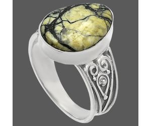 Authentic White Buffalo Turquoise Nevada Ring size-10 SDR225300 R-1431, 13x17 mm
