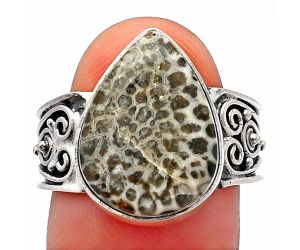 Stingray Coral Ring size-8 SDR225308 R-1431, 12x16 mm