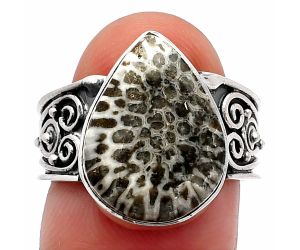 Stingray Coral Ring size-7 SDR225310 R-1431, 12x16 mm
