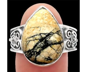 Authentic White Buffalo Turquoise Nevada Ring size-10 SDR225344 R-1431, 13x19 mm
