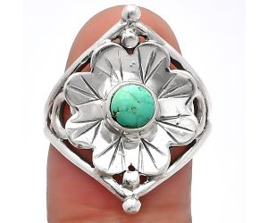 Floral - Natural Rare Turquoise Nevada Aztec Mt Ring size-8 SDR225360 R-1515, 5x5 mm