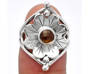 Floral - Citrine Checker Ring size-6 SDR225365 R-1515, 5x5 mm