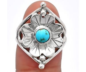 Floral - Natural Rare Turquoise Nevada Aztec Mt Ring size-7 SDR225372 R-1515, 5x5 mm