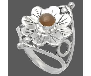 Floral - Peach Moonstone Ring size-9 SDR225407 R-1515, 5x5 mm