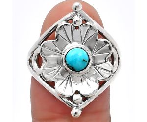 Floral - Natural Rare Turquoise Nevada Aztec Mt Ring size-9 SDR225408 R-1515, 5x5 mm