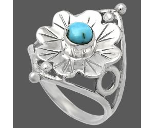 Floral - Natural Rare Turquoise Nevada Aztec Mt Ring size-9 SDR225408 R-1515, 5x5 mm