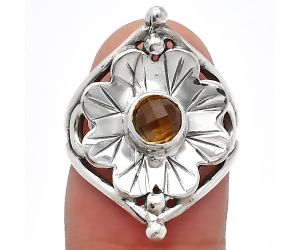 Floral - Citrine Checker Ring size-6 SDR225419 R-1515, 5x5 mm