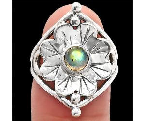 Floral - Rainbow Moonstone Ring size-7 SDR225425 R-1515, 5x5 mm