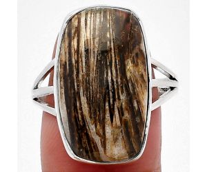 Tube Agate Ring size-9.5 SDR225433 R-1003, 13x22 mm