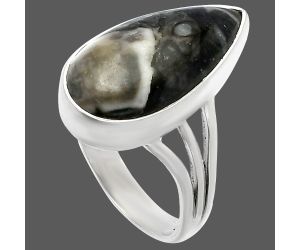 Mexican Cabbing Fossil Ring size-7 SDR225439 R-1003, 10x19 mm