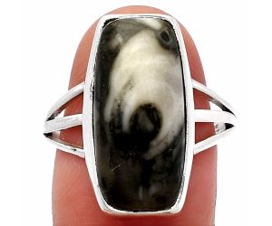Mexican Cabbing Fossil Ring size-9 SDR225458 R-1003, 11x20 mm