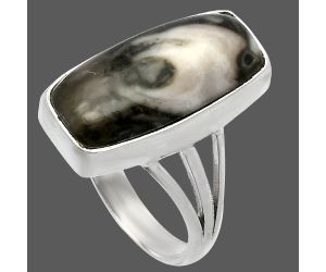 Mexican Cabbing Fossil Ring size-9 SDR225458 R-1003, 11x20 mm