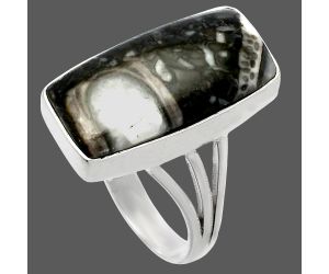 Mexican Cabbing Fossil Ring size-9 SDR225469 R-1003, 11x21 mm