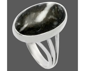 Mexican Cabbing Fossil Ring size-9 SDR225478 R-1003, 11x18 mm