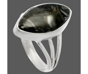 Mexican Cabbing Fossil Ring size-7 SDR225511 R-1003, 9x18 mm