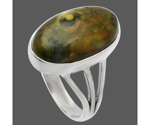 Rhyolite - Rainforest Jasper Ring size-8 SDR225528 R-1003, 11x18 mm