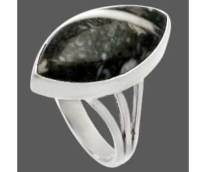 Mexican Cabbing Fossil Ring size-8 SDR225530 R-1003, 11x20 mm