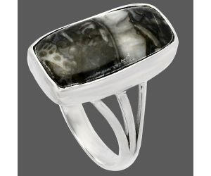 Mexican Cabbing Fossil Ring size-8.5 SDR225547 R-1003, 10x19 mm