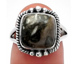 Mexican Cabbing Fossil Ring size-7 SDR225661 R-1253, 11x11 mm