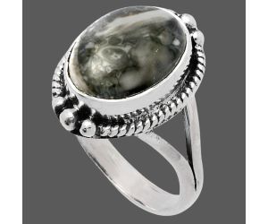 Mexican Cabbing Fossil Ring size-9 SDR225722 R-1253, 10x14 mm