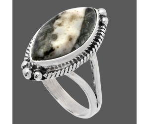 Mexican Cabbing Fossil Ring size-9 SDR225751 R-1253, 9x18 mm