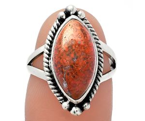 Red Moss Agate Ring size-6 SDR225755 R-1253, 8x16 mm