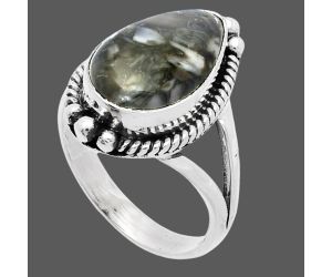 Mexican Cabbing Fossil Ring size-7 SDR225776 R-1253, 9x15 mm