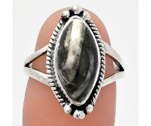 Mexican Cabbing Fossil Ring size-7 SDR225803 R-1253, 8x16 mm