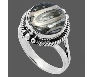 Mexican Cabbing Fossil Ring size-9.5 SDR225830 R-1253, 12x12 mm