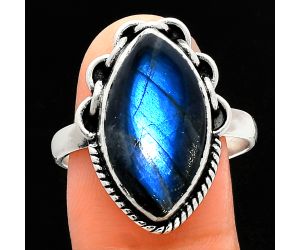 Blue Fire Labradorite Ring size-9.5 SDR225888 R-1138, 11x19 mm