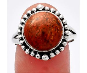 Red Moss Agate Ring size-8.5 SDR225950 R-1154, 12x12 mm