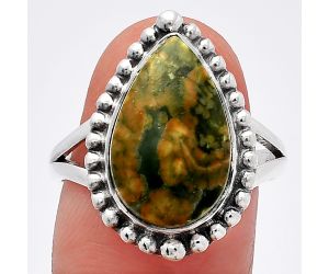 Rhyolite - Rainforest Jasper Ring size-8.5 SDR225980 R-1154, 10x16 mm