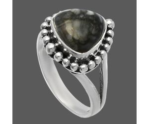 Mexican Cabbing Fossil Ring size-7 SDR226072 R-1154, 9x9 mm