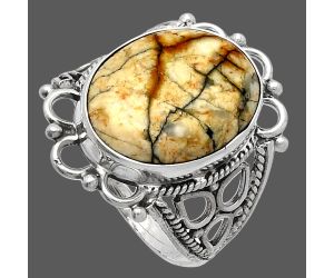 Authentic White Buffalo Turquoise Nevada Ring size-10 SDR226104 R-1508, 13x17 mm