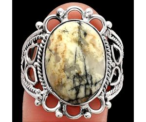 Authentic White Buffalo Turquoise Nevada Ring size-9 SDR226132 R-1508, 12x16 mm