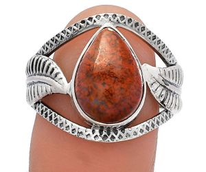 Leaf - Red Moss Agate Ring size-9 SDR226214 R-1360, 9x13 mm