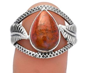 Leaf - Red Moss Agate Ring size-9 SDR226215 R-1360, 9x13 mm