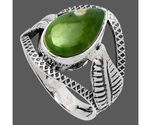 Leaf - Nephrite Jade Ring size-7 SDR226221 R-1360, 8x13 mm